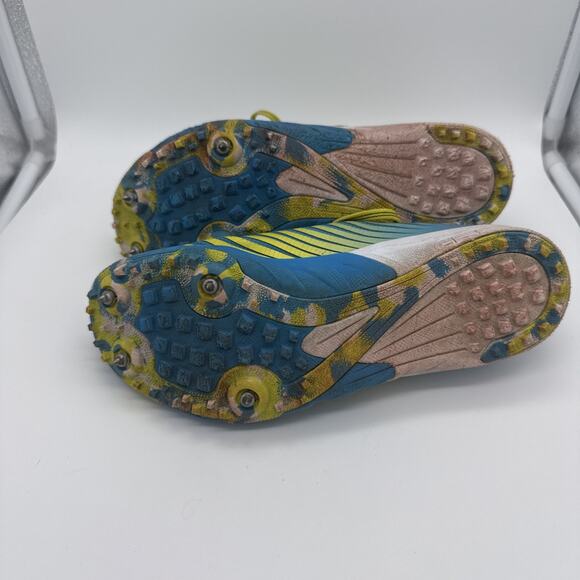 Hoka One One Shoes Womens 7 Blue Yellow Evo XC Spike Running Sneakers Track - Picture 5 of 8